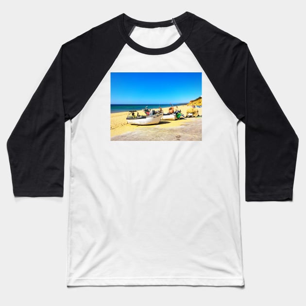 Fishing Boats, Salema, Portugal, II Baseball T-Shirt by Tess Salazar Espinoza